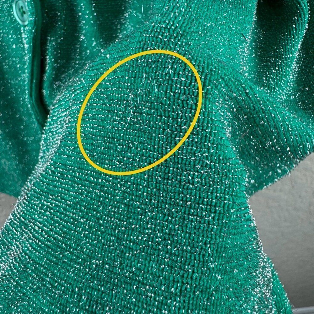 Frankies Bikinis Coco Sparkle Terry Button Up Shirt Mistletoe Green Large Beach - Picture 7 of 10